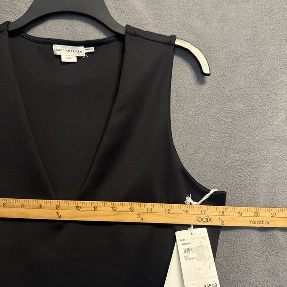 NWT Good American Deep V-Neck Scuba Knit Thong Bodysuit Size 2XL Black - Picture 10 of 12